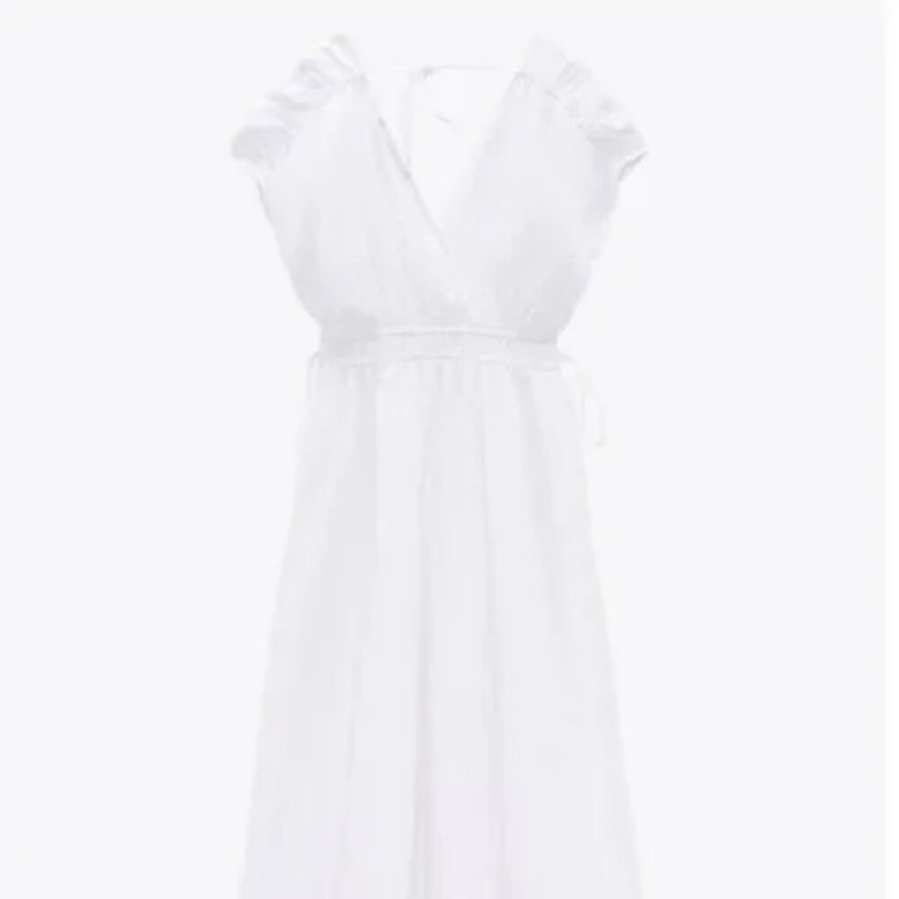 Zara White Cotton Poplin Dress